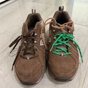 New Balance Brown Sneakers with Green and Brown Laces